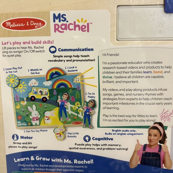 Melissa & Doug MS. RACHEL Wooden Song Puzzle Babies & Toddlers Toy NEW - Picture 5 of 7